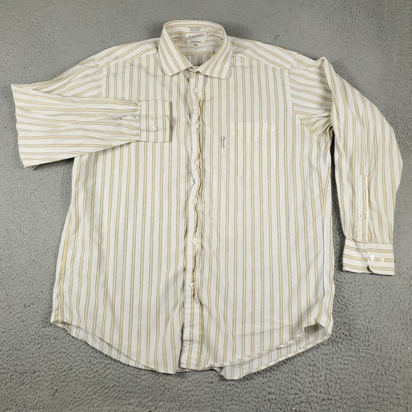 Façonnable Other - Faconnable Shirt Mens Large Yellow Striped Casual Button Up Long Sleeve *
